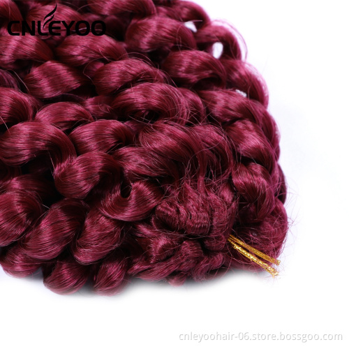 Lock free knitting fashion10 inch synthetic fiber red curly crochet women hair